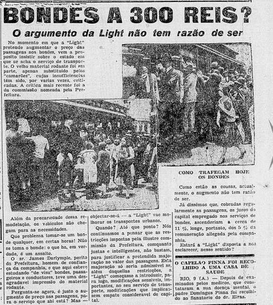 1928 - Aumento dos Bondes - Diário Nacional - BN